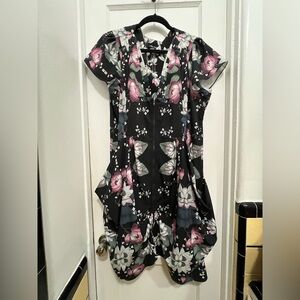 City Chic Black and Pink Floral Dress